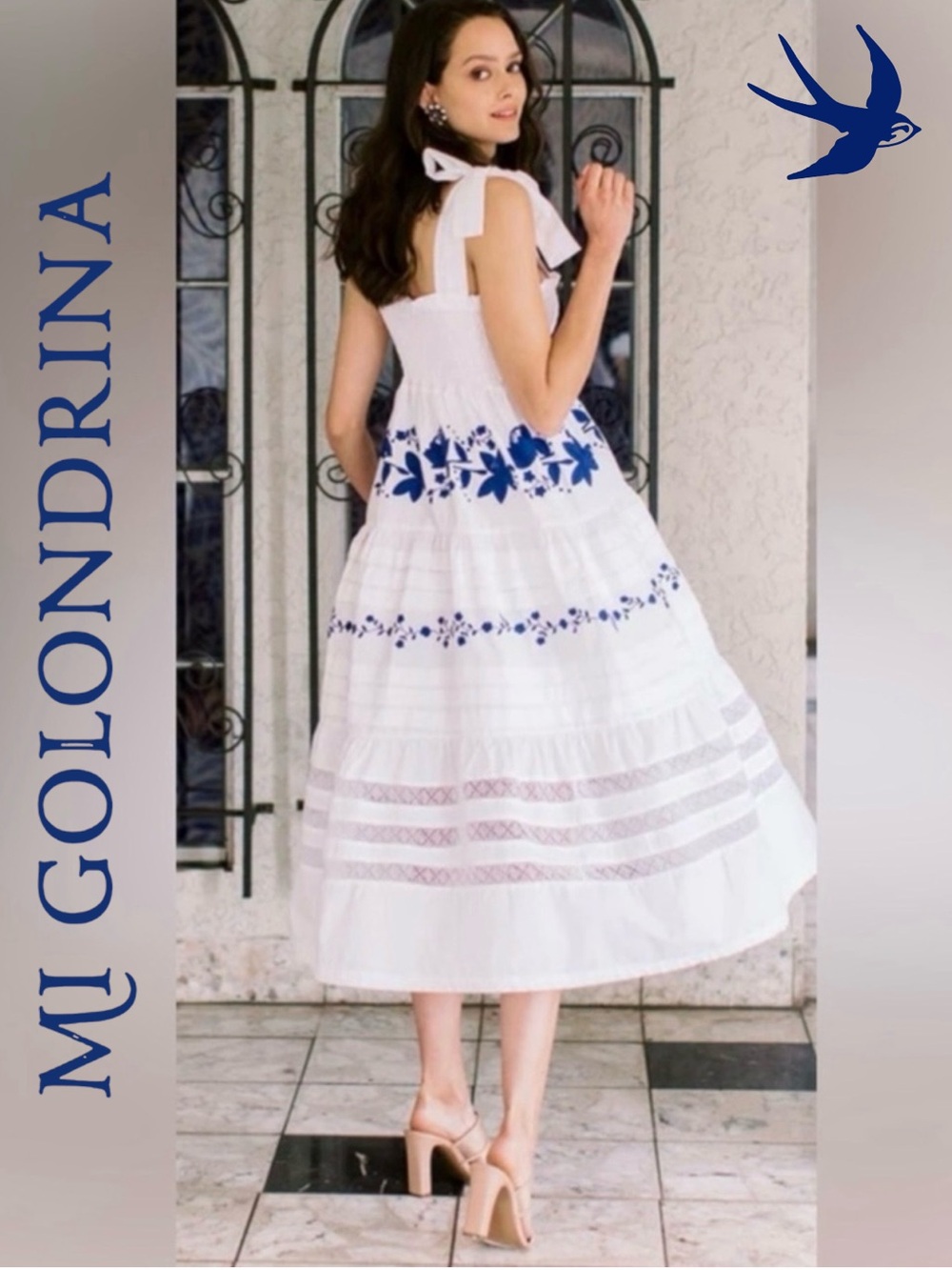 Mi Golondrina • NWT Hand Embroidered Valeria Shoulder Tie Sundress || XL